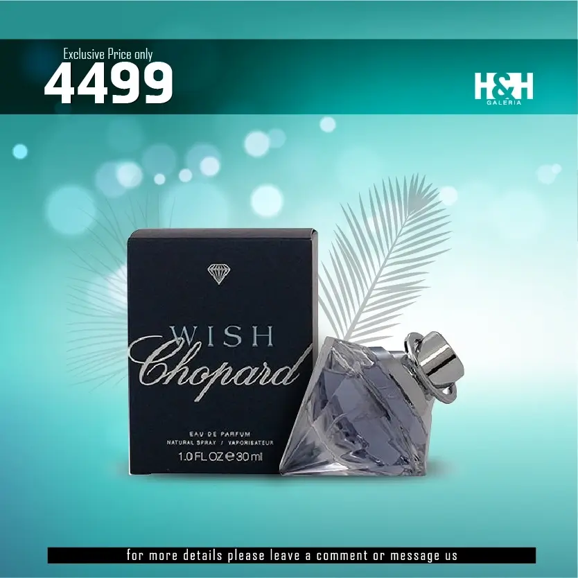 Wish Chopard Eau De Parfum 30ml diamond-shaped glass fragrance bottle with packaging from H&H Galeria.