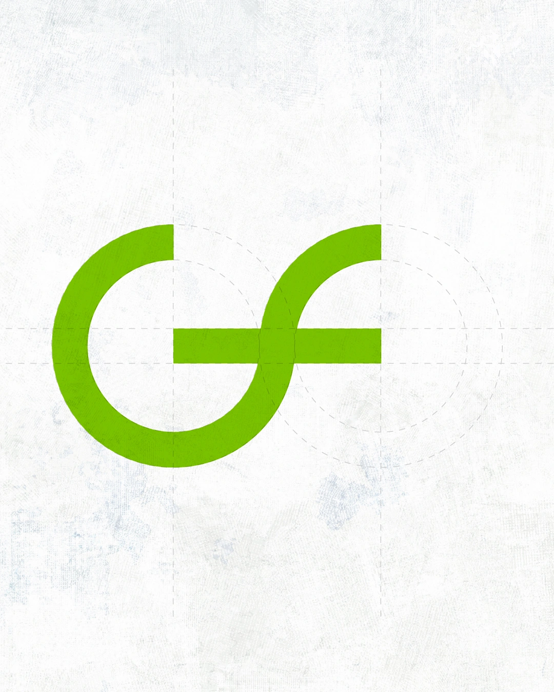 Gasflow logo icon construction grid displaying circular geometric alignment lines over a textured background.