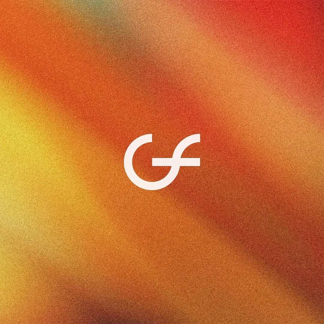 White Gasflow logo mark centered on a textured warm orange and yellow gradient background.