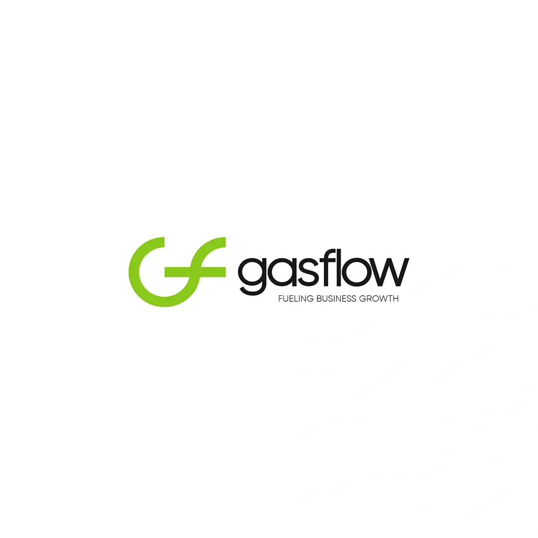 Primary Gasflow horizontal logo lockup with green gf icon and Fueling Business Growth tagline on white background.