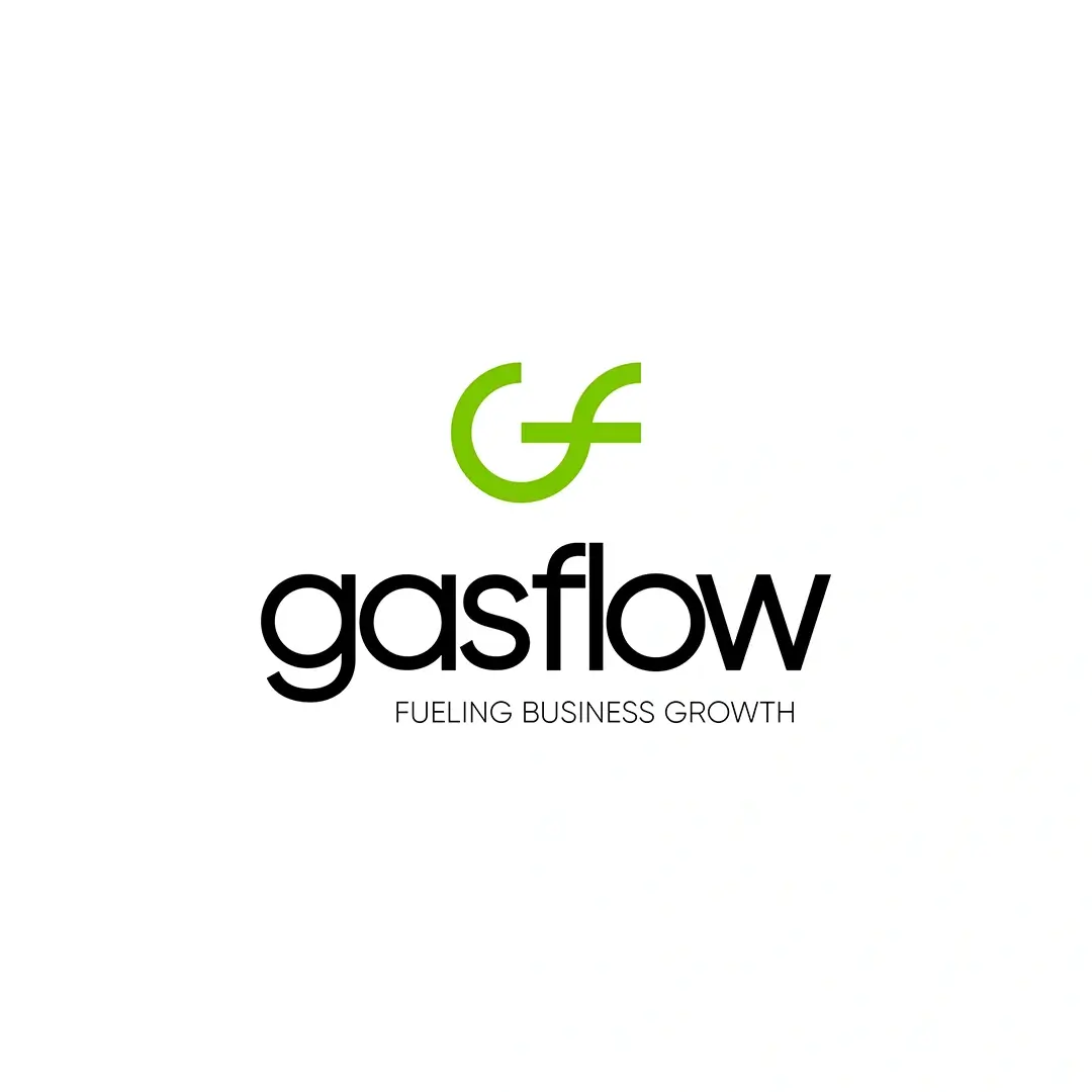 Vertical Gasflow primary logo featuring a green icon mark, black wordmark, and Fueling Business Growth tagline on a white background.