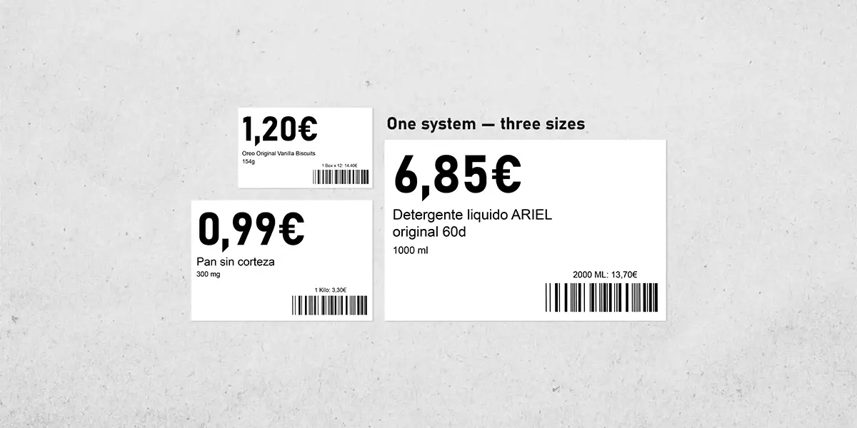 Intermarché retail price-tag size system