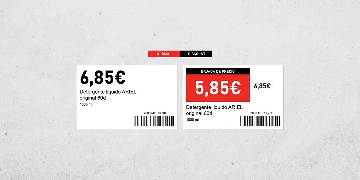Normal and discount Intermarché price-tag comparison