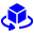 Blue 3D spatial design icon representing dimensional and spatial design services.
